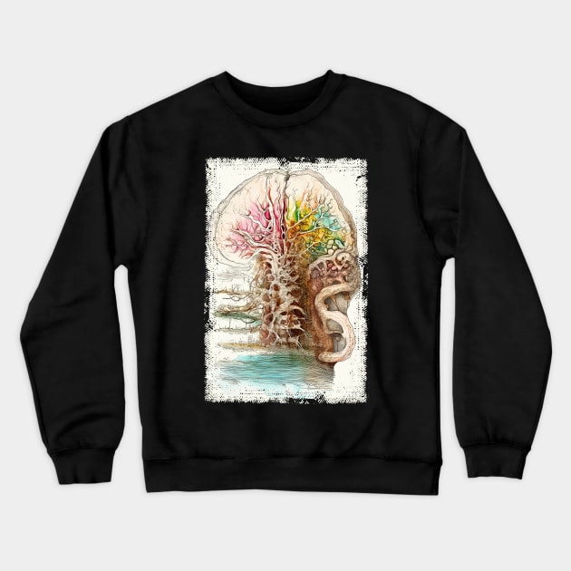 Abstract brain and spine tree Crewneck Sweatshirt by erzebeth